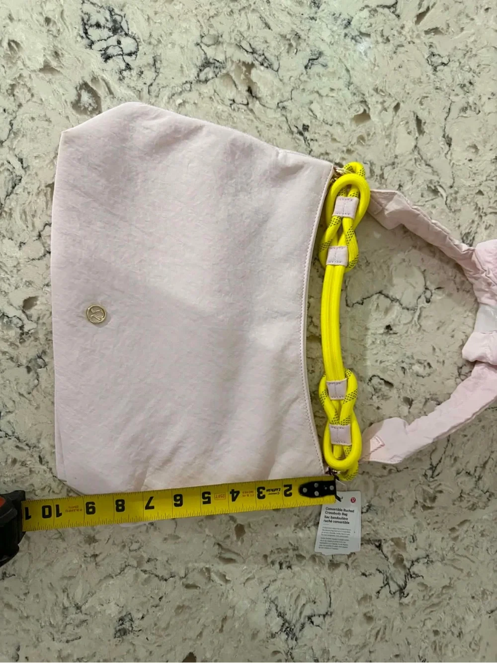 lululemon athletica Light Pink Shoulder Bag with Neon Yellow Accents